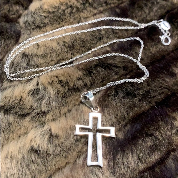 Jewelry - Sweet sterling silver cross/chain 18 inches. #A57